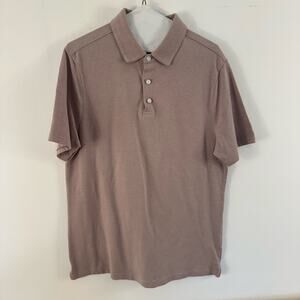 Robert Barakett Garrow Polo Size L Dusty Rose Tint Mauve Cotton Blend Shirt